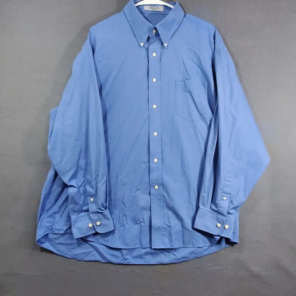 Duck Head Mens Button Down Dress Shirt Size 2XL Blue Embroidered Logo